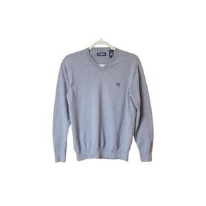 Chaps Men's Gray Cashmere Blend Lightweight V-Neck Sweater Size S